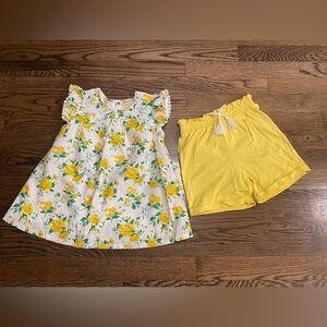 Sweet Magnolia Bright Yellow Floral Tunic & Short Set Sz 4T